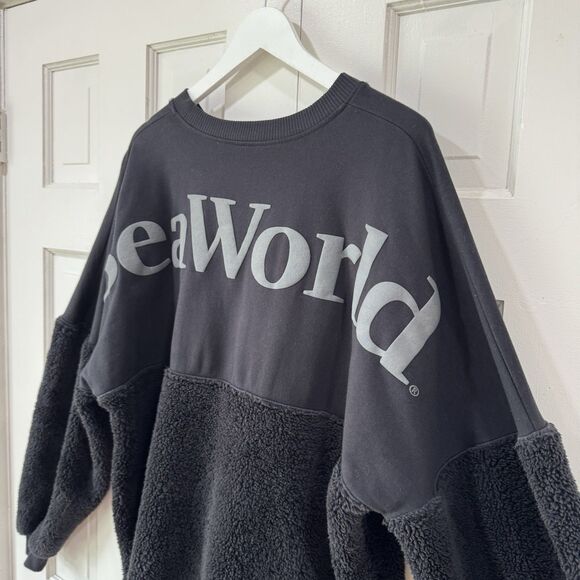 Spirit Jersey Sea World Spell-Out Fleece Black Long Sleeve Shirt Adult Large GUC - Picture 4 of 12